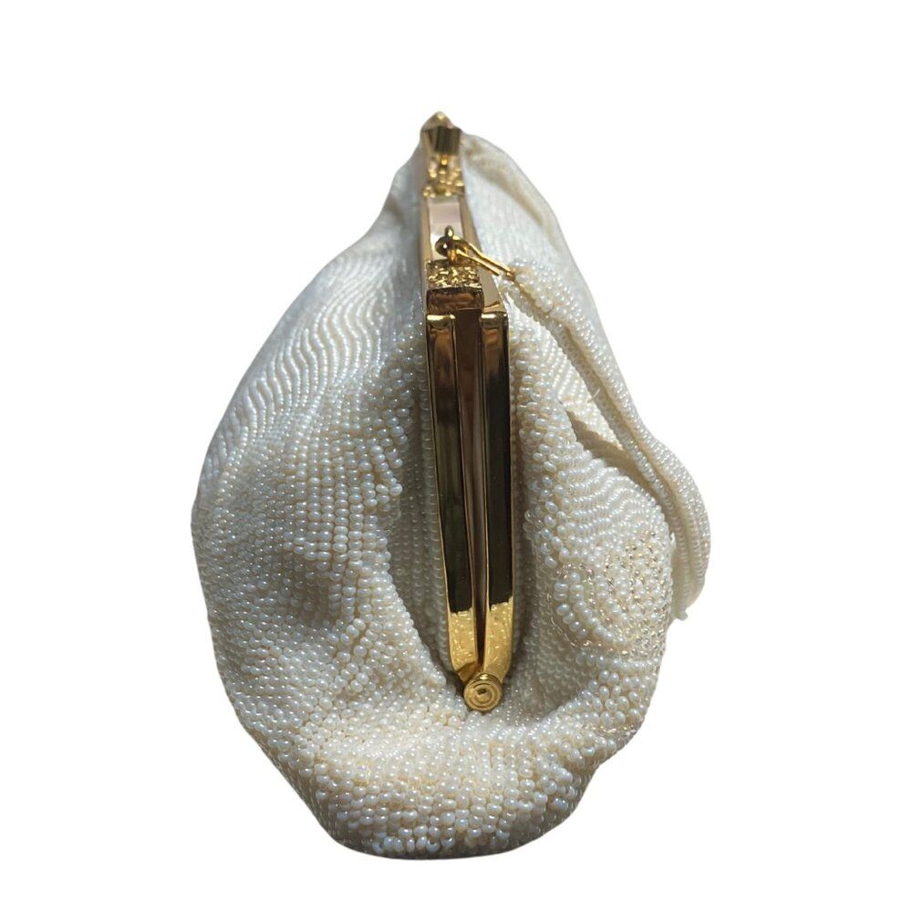 Vintage Beaded Clutch by Dena of Dallas – Ivory Pearl Purse Made in Japan