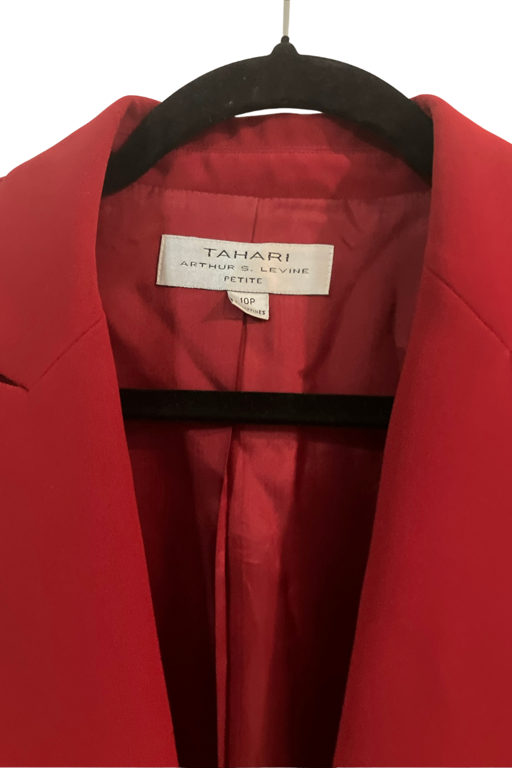 Tahari Arthur S. Levine Red Blazer Women’s Size 10P Black Frog Closure