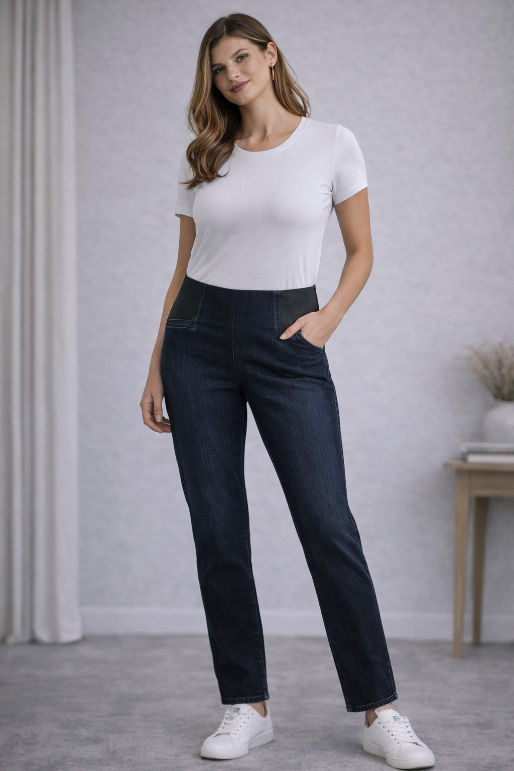 Lafayette 148 New York Pull-On Denim Leggings Dark Wash High-Rise Size S