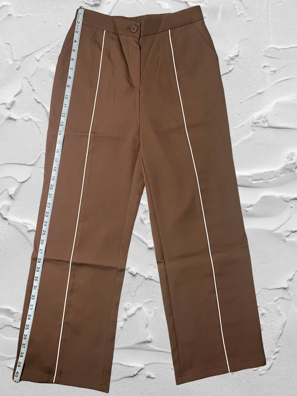 Prettygarden — Two-Piece Suit | Chocolate brown with contrast piping · Sz M