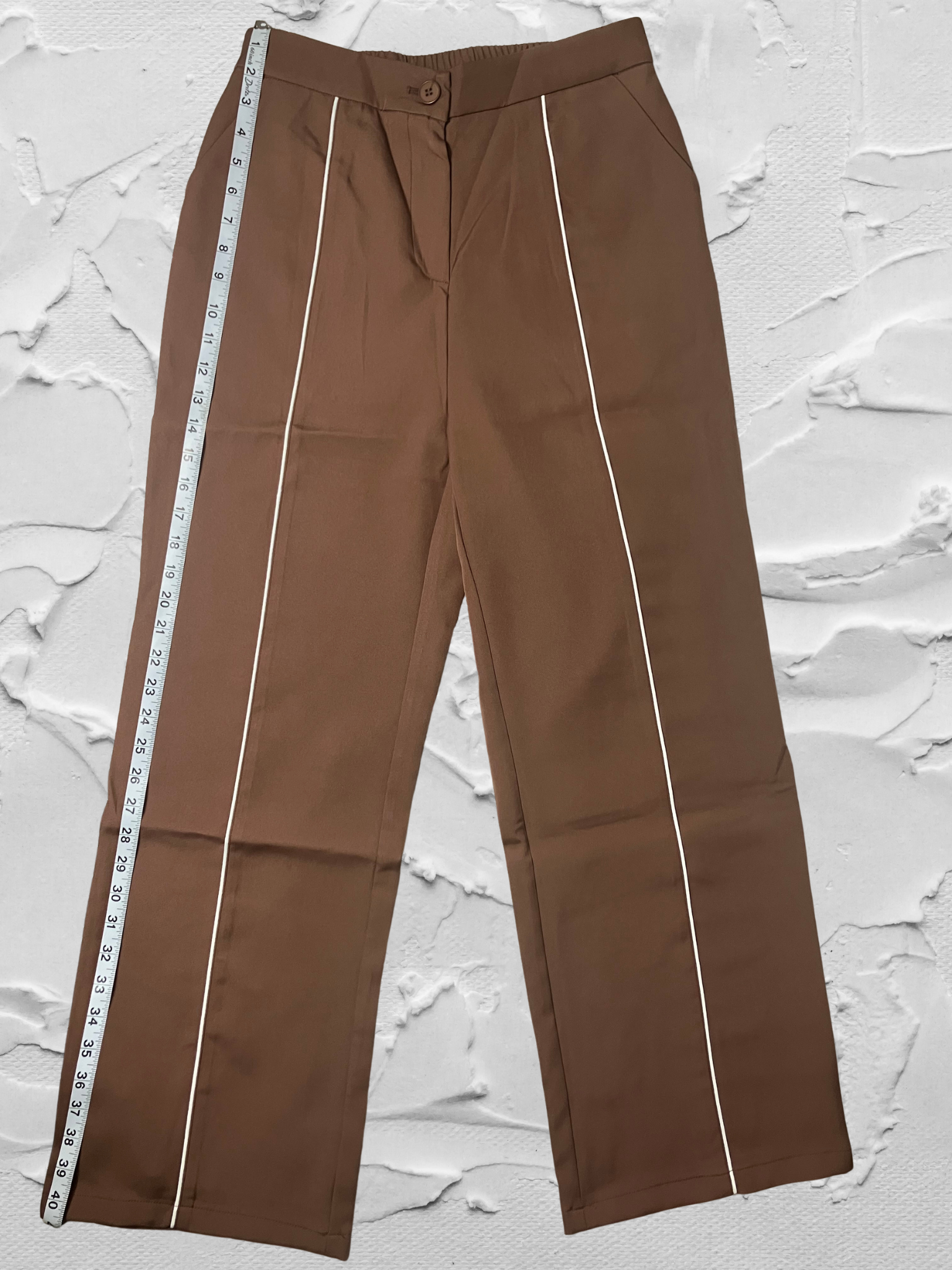Prettygarden — Two-Piece Suit | Chocolate brown with contrast piping · Sz M