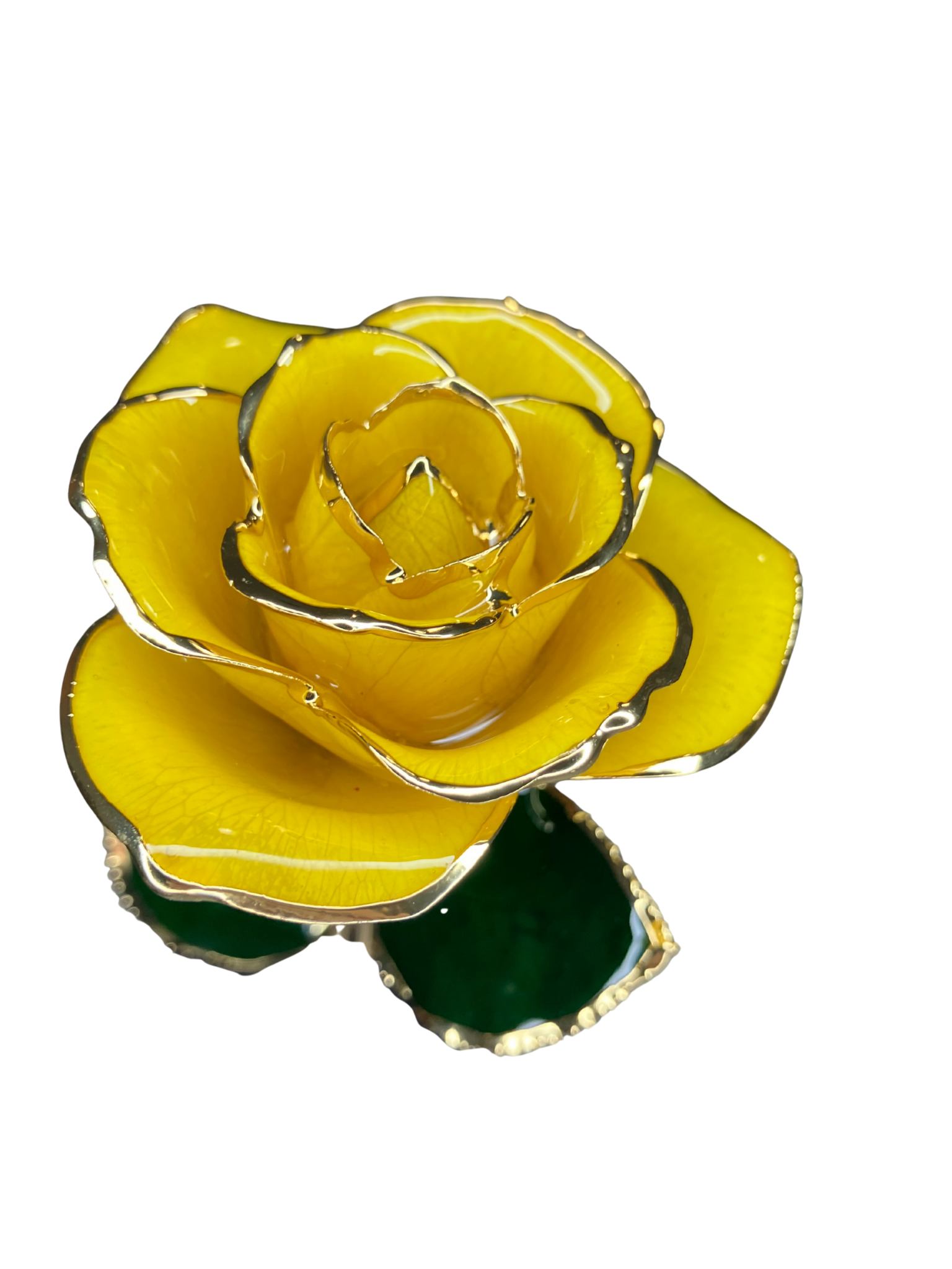 24K Gold-Dipped Real Yellow Rose with Acrylic Stand & SGS Certificate