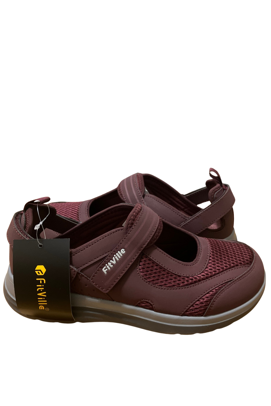 FitVille Women’s Comfort Mary Jane Walking Shoes Size 9.5W Burgundy