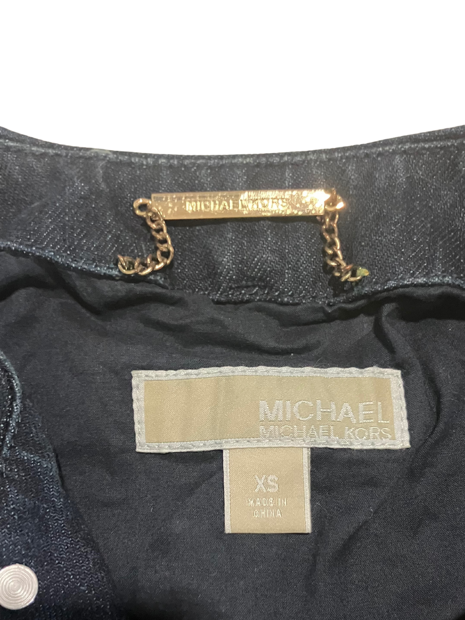 Michael Kors Quilted Denim Jacket with Gold Accents – Size XS