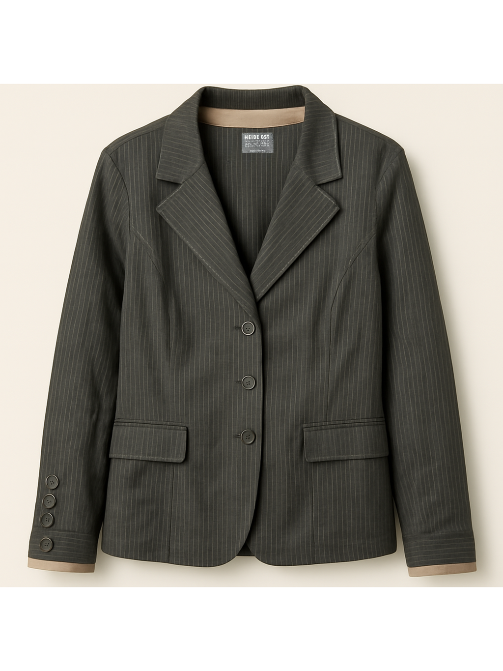 HEIDE OST Pinstripe Stretch Linen Blazer Size XL Made in Germany