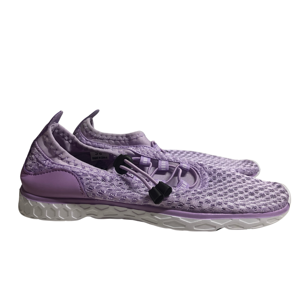 Doussprt Women’s Water Shoes Quick Dry Slip-On Aqua Sneakers Purple Mesh Size 36