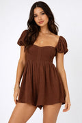 Princess Polly — Dress | Dark chocolate cotton babydoll with built-in shorts · Sz 6