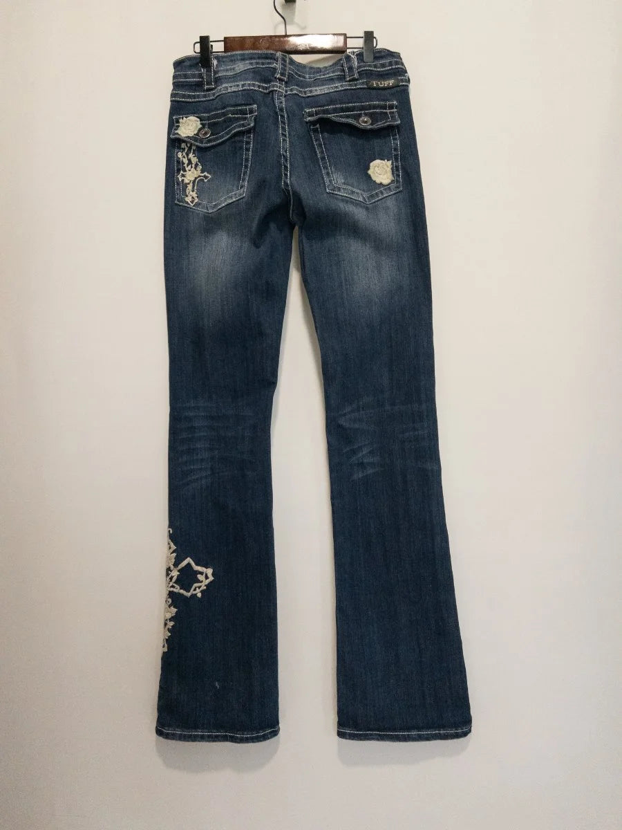 Tuff — Denim jeans | Embroidery where the rips are — that's not accident, that's intention · Sz W29 L36