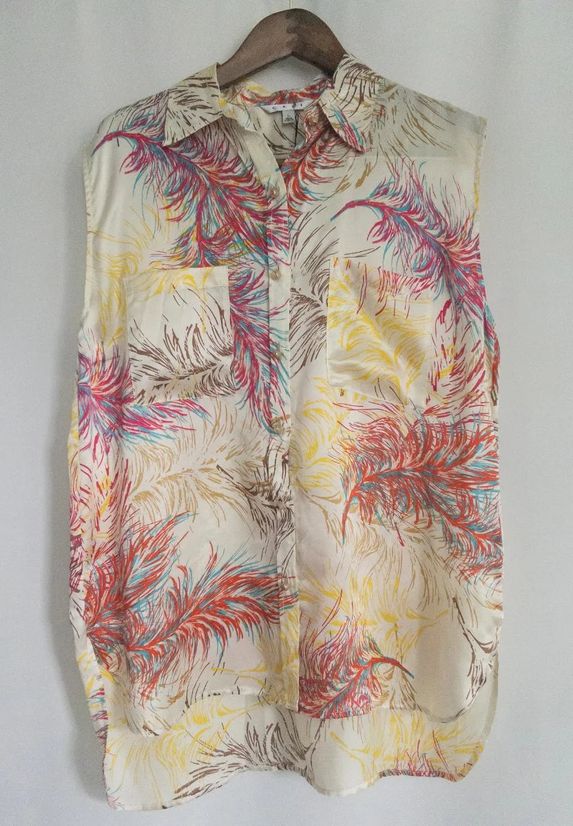 CAbi — Blouse | Feathers don't follow rules — and neither does this blouse · Sz L