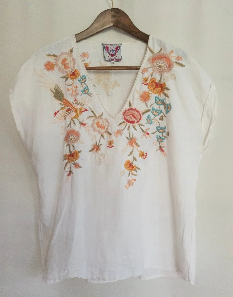 Johnny Was — Blouse | Embroidery this considered doesn't happen by accident · Sz XL