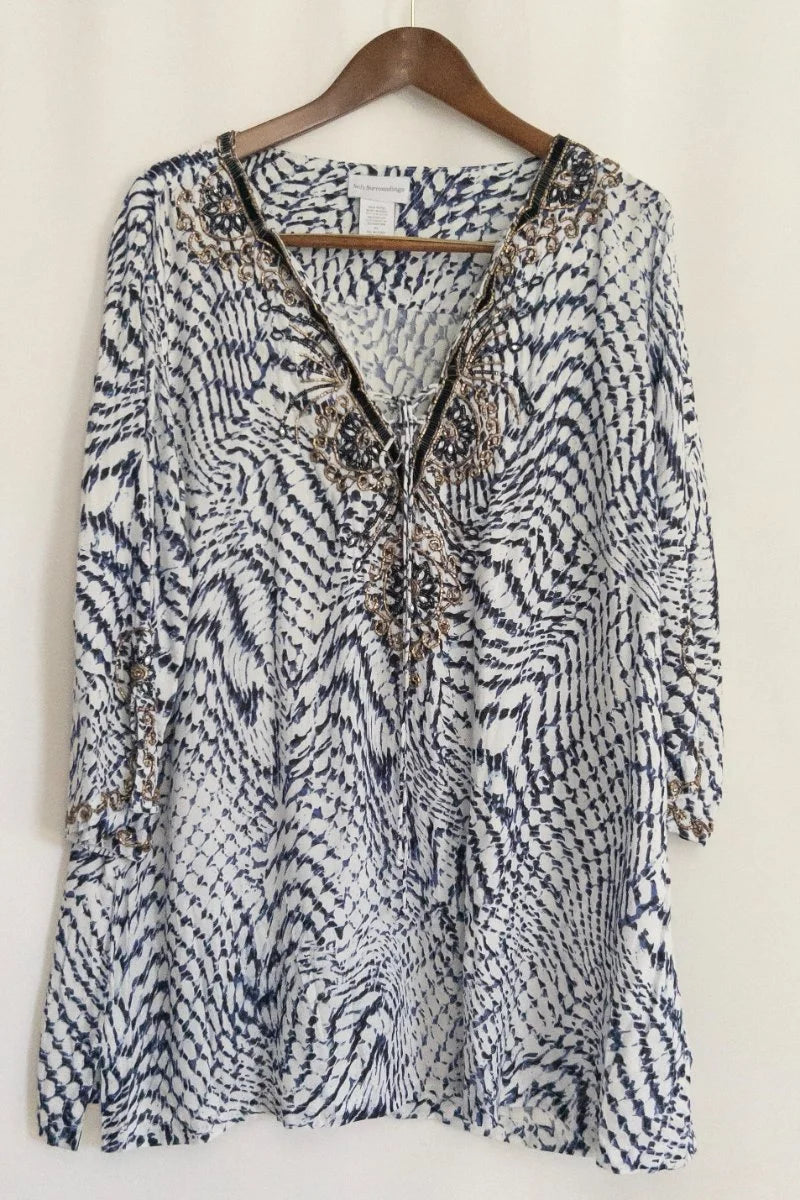 Soft Surroundings — Blouse | The print moves. The chain stays. So do you. · Sz XL