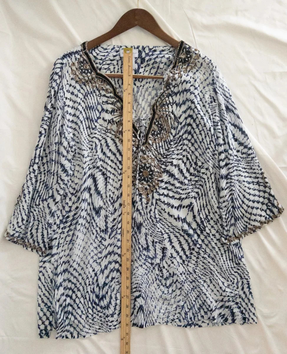 Soft Surroundings — Blouse | The print moves. The chain stays. So do you. · Sz XL