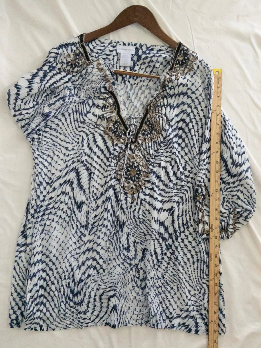 Soft Surroundings — Blouse | The print moves. The chain stays. So do you. · Sz XL