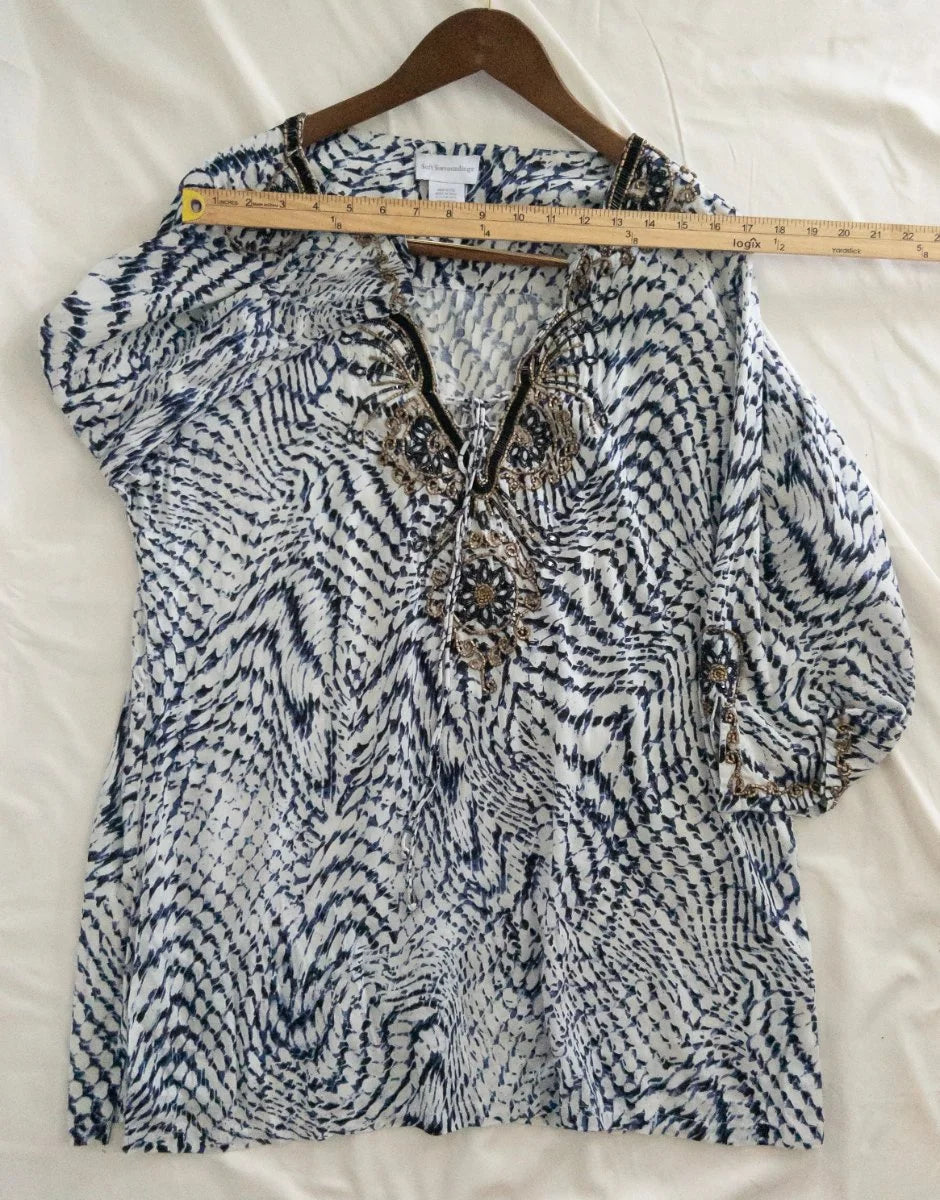 Soft Surroundings — Blouse | The print moves. The chain stays. So do you. · Sz XL
