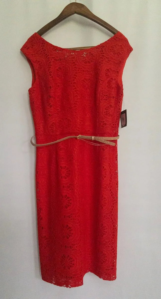 Ellen Tracy — Dress | Red this deliberate doesn't ask for the room — it owns it · Sz 16