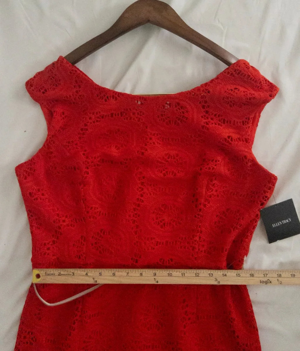 Ellen Tracy — Dress | Red this deliberate doesn't ask for the room — it owns it · Sz 16