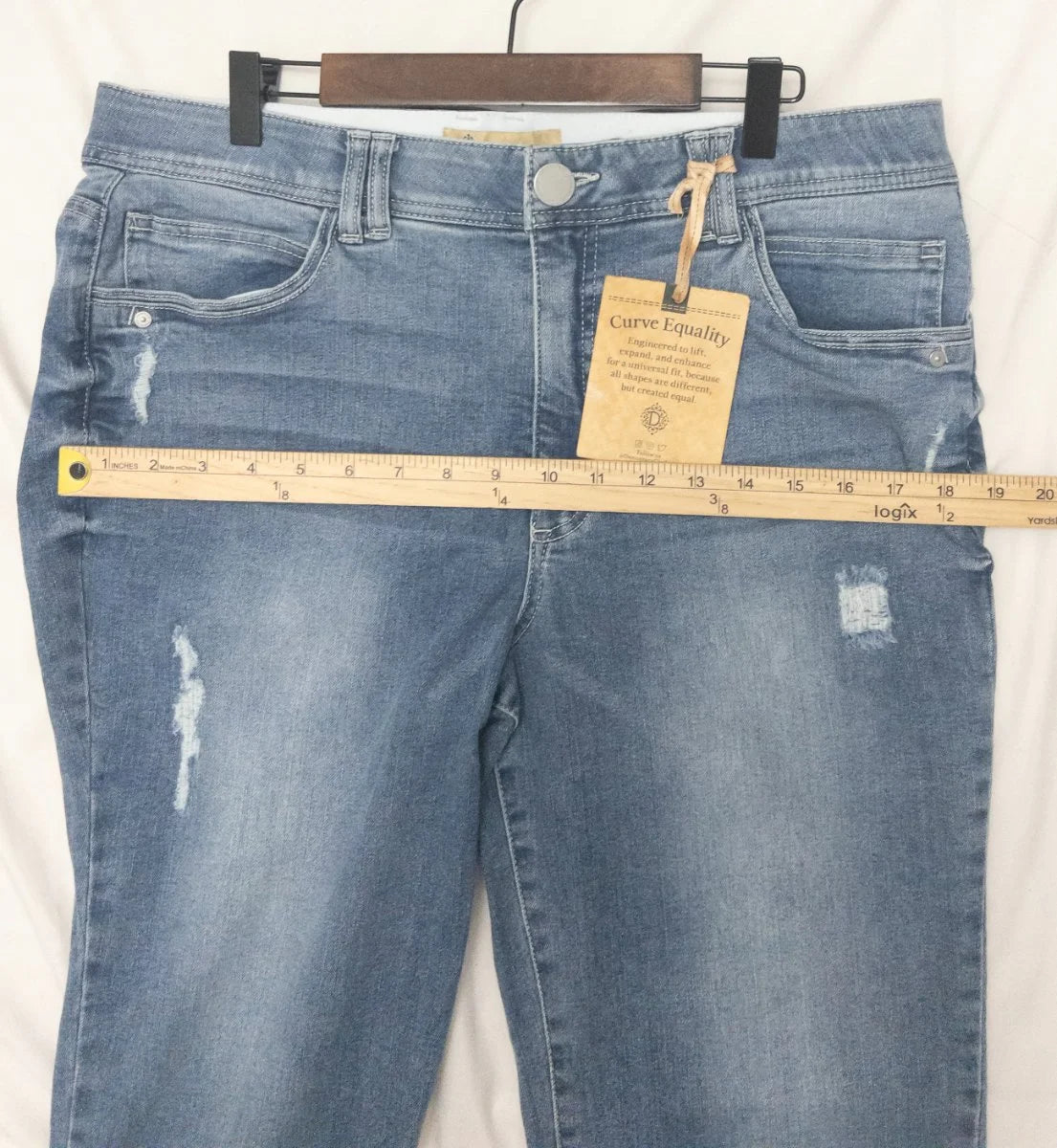 Democracy — Denim jeans | Not distressed by accident — distressed with intention · Sz 16