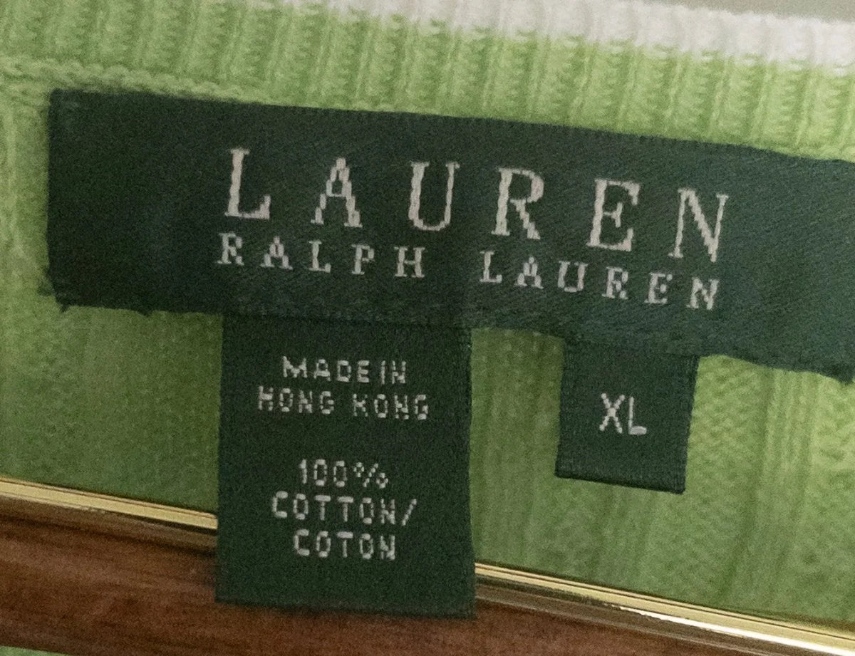 Lauren Ralph Lauren — Knit sweater | Lime green was never supposed to be subtle · Sz XL