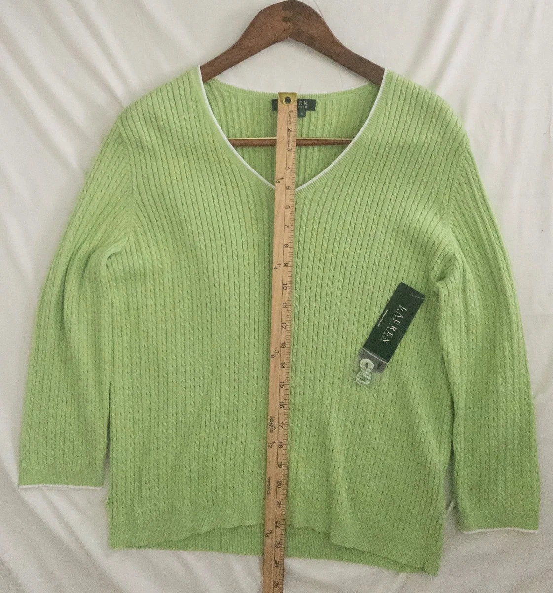 Lauren Ralph Lauren — Knit sweater | Lime green was never supposed to be subtle · Sz XL