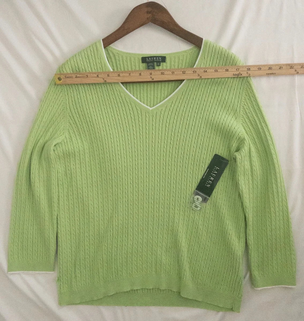 Lauren Ralph Lauren — Knit sweater | Lime green was never supposed to be subtle · Sz XL