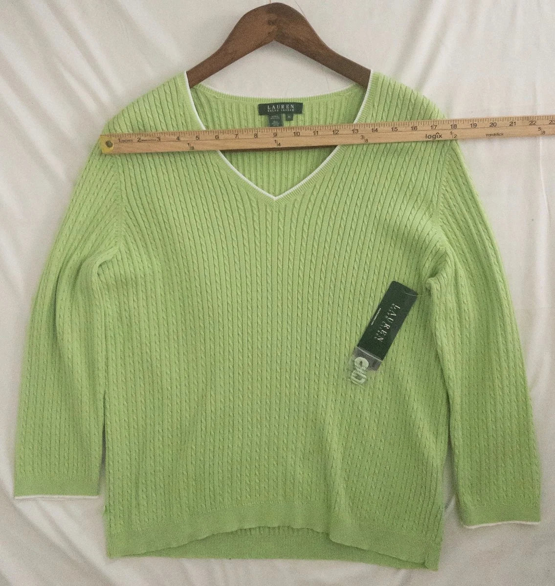 Lauren Ralph Lauren — Knit sweater | Lime green was never supposed to be subtle · Sz XL