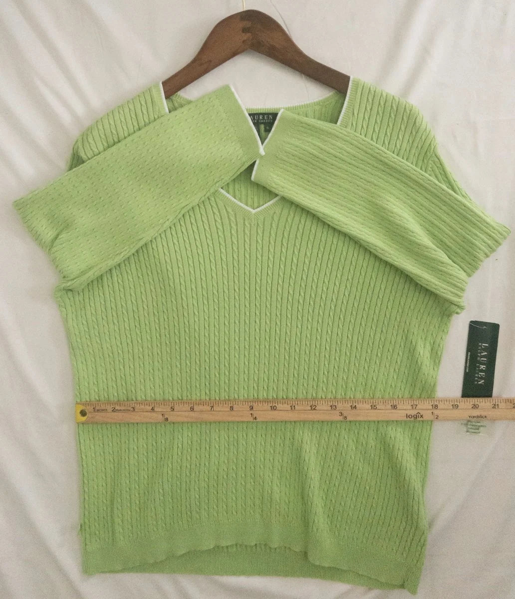 Lauren Ralph Lauren — Knit sweater | Lime green was never supposed to be subtle · Sz XL