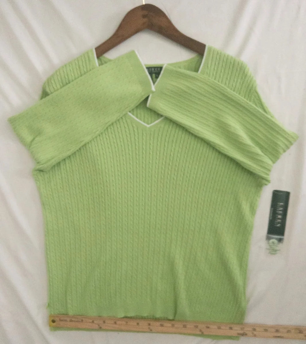Lauren Ralph Lauren — Knit sweater | Lime green was never supposed to be subtle · Sz XL