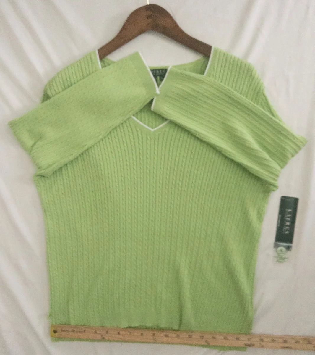 Lauren Ralph Lauren — Knit sweater | Lime green was never supposed to be subtle · Sz XL