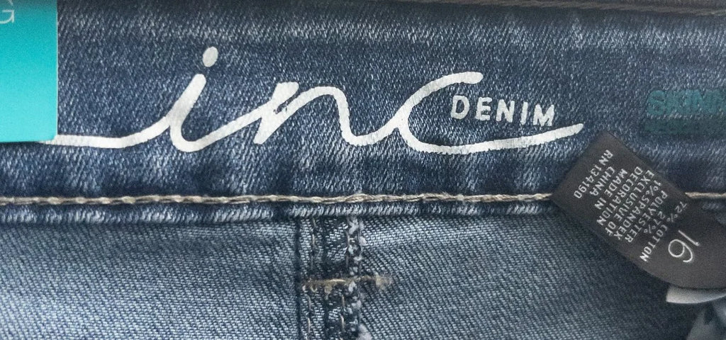 INC Denim — Denim jeans | Geometry that moves. Structure that speaks before you do · Sz 16