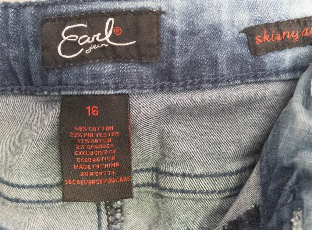 Earl Jean - Denim jeans - 58 Cotton 23 Polyester 17 Rayon 2 Spandex - Sz 16 - Curuva Tag