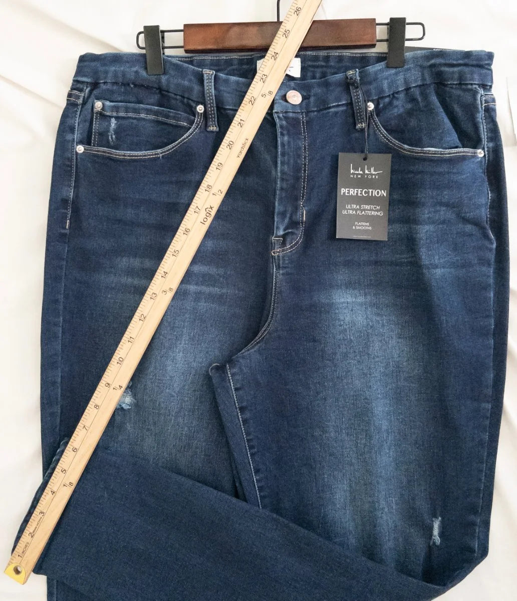 Nicole Miller New York - Denim jeans - 70 Cotton 28 Polyester 2 Spandex - Sz 16 - Curuva Leg Open
