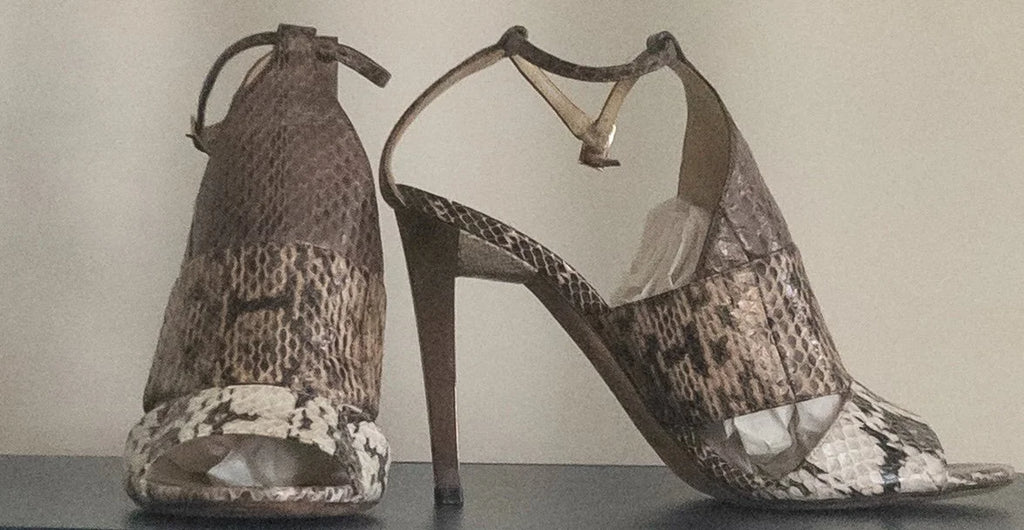Jimmy Choo - Heels - Python skin leather upper leather lining and sole - Sz 38 5 - Curuva Left