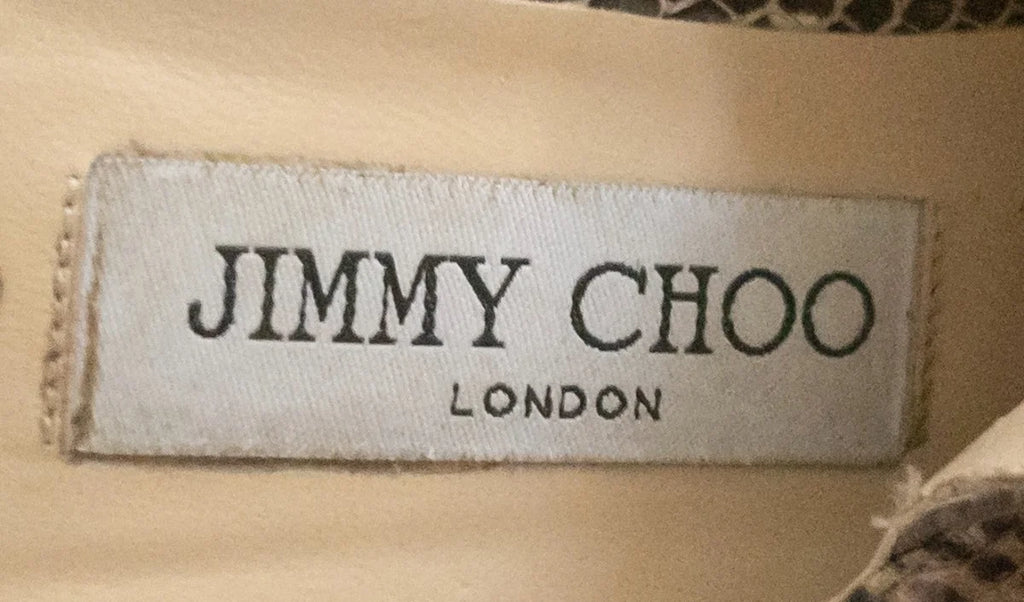 Jimmy Choo - Heels - Python skin leather upper leather lining and sole - Sz 38 5 - Curuva Insole tag