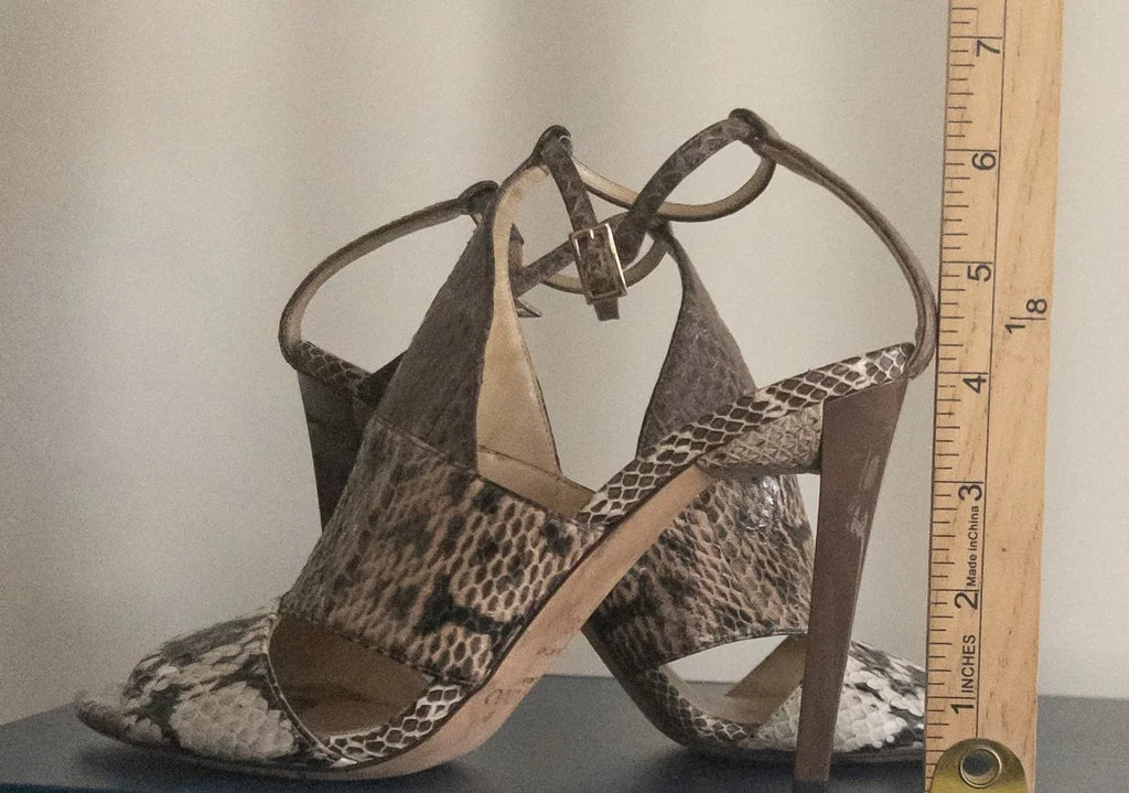 Jimmy Choo - Heels - Python skin leather upper leather lining and sole - Sz 38 5 - Curuva Heel Height