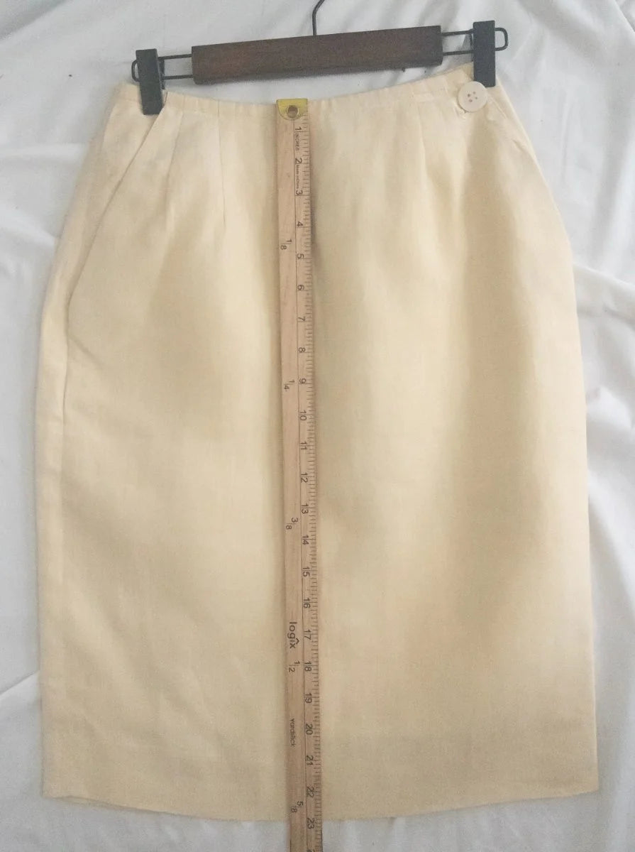 Perry Ellis Portfolio Neiman Marcus - Skirt - 100 linen - Sz 4 - Curuva Long