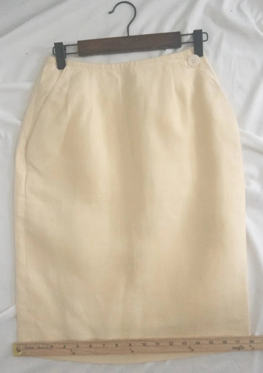 Perry Ellis Portfolio Neiman Marcus - Skirt - 100 linen - Sz 4 - Curuva Open