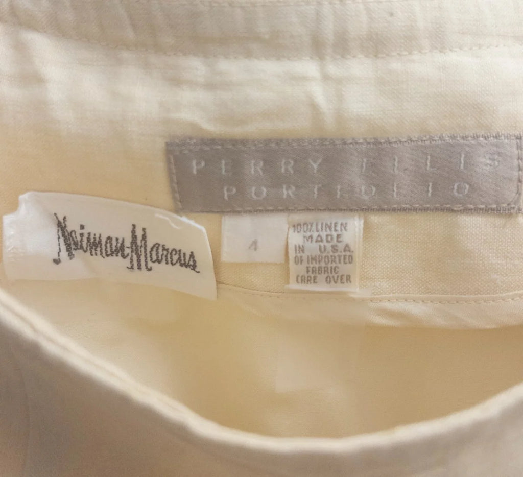 Perry Ellis Portfolio Neiman Marcus - Skirt - 100 linen - Sz 4 - Curuva Brand