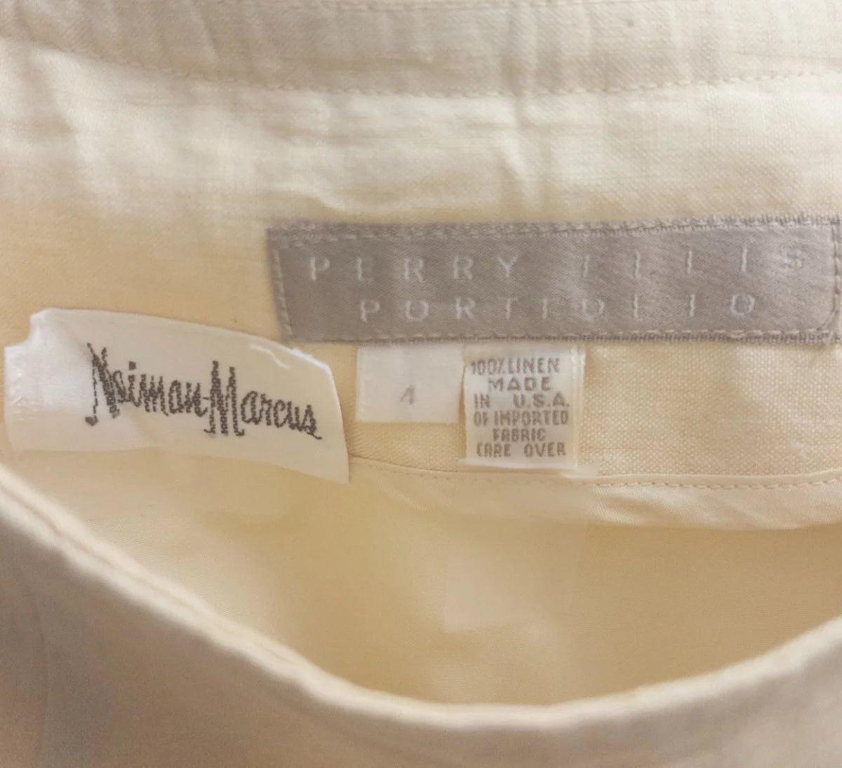Perry Ellis Portfolio Neiman Marcus - Skirt - 100 linen - Sz 4 - Curuva Brand
