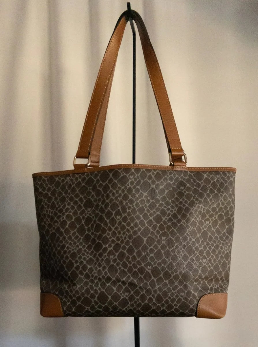 Nina Ricci - Bag - Coated canvas body with leather trim and handles - Sz OS - Curuva Back