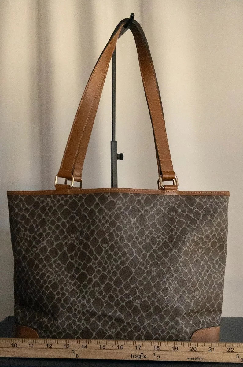 Nina Ricci - Bag - Coated canvas body with leather trim and handles - Sz OS - Curuva Width