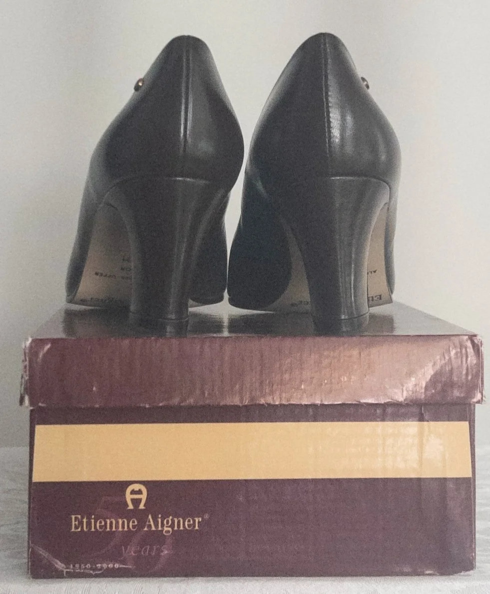 Etienne Aigner - Heels - All Leather Upper Man Made Sole - Sz 6 5M - Curuva Back