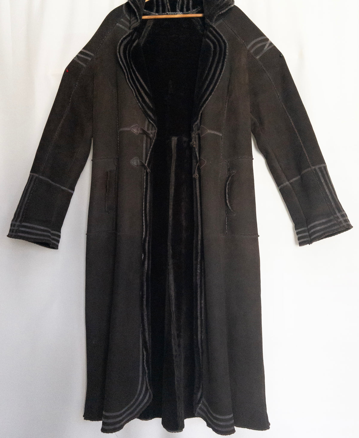 Peruvian Connection Long Shearling Coat, Sz XL