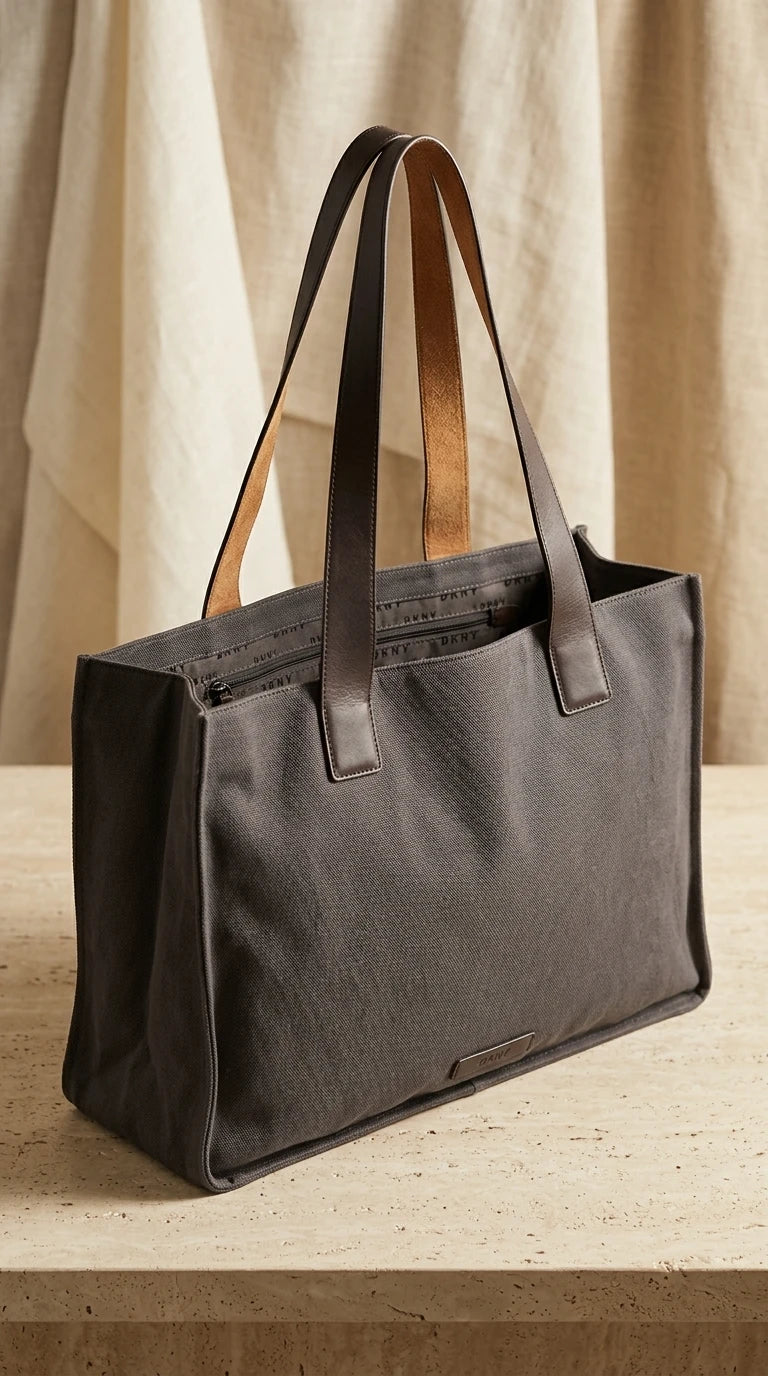 DKNY - Bag - Not visible on exterior canvas body with leather handles - Sz OS - Curuva Cover