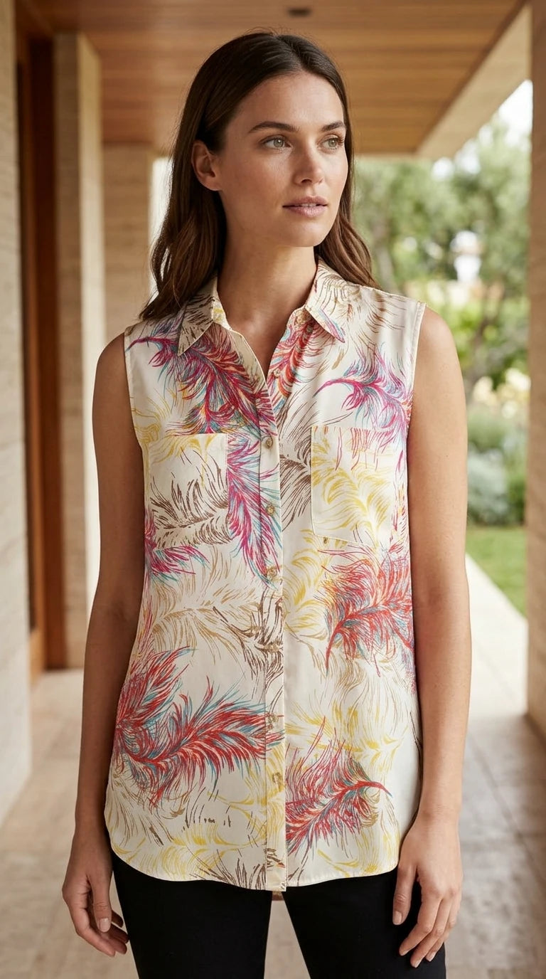 CAbi — Blouse | Feathers don't follow rules — and neither does this blouse · Sz L