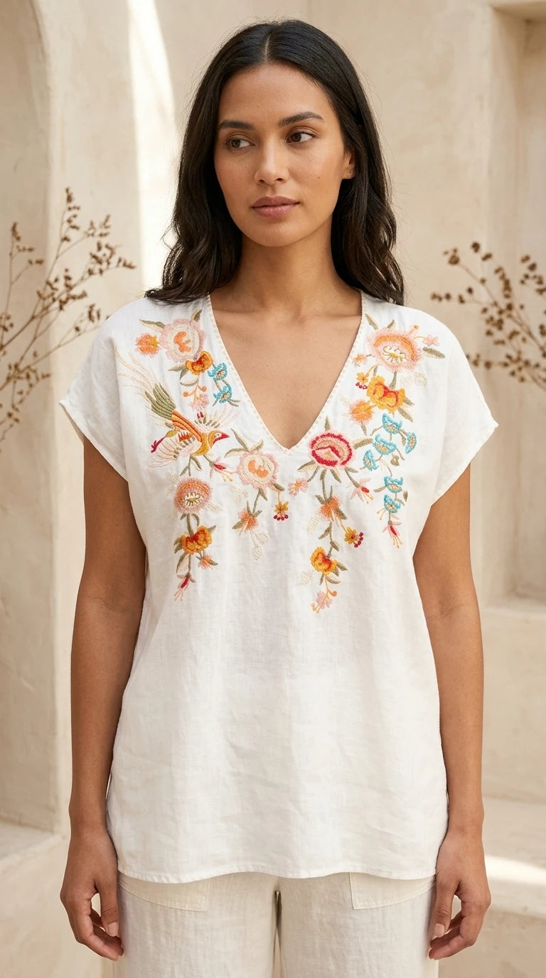 Johnny Was — Blouse | Embroidery this considered doesn't happen by accident · Sz XL