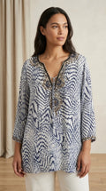 Soft Surroundings — Blouse | The print moves. The chain stays. So do you. · Sz XL