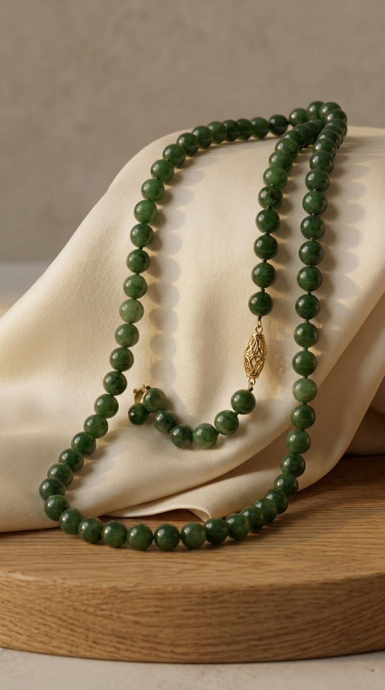 Vintage Aventurine Necklace | Hand-knotted strand, gold-tone filigree clasp, no label needed · Sz OS
