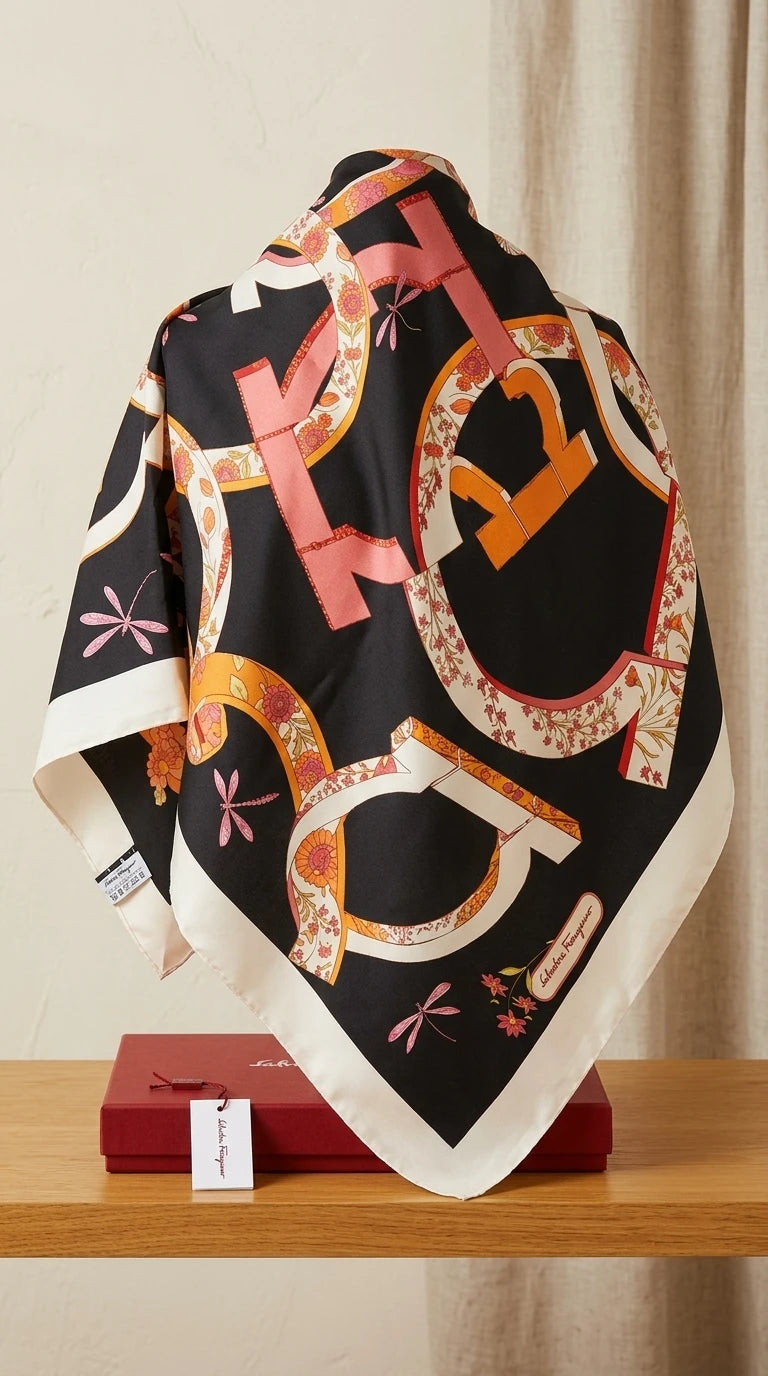 Salvatore Ferragamo — Foulard | Ferragamo never needed to shout. This silk does it quietly. · Sz one size