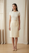 Perry Ellis Portfolio Neiman Marcus - Skirt - 100 linen - Sz 4 - Curuva Cover