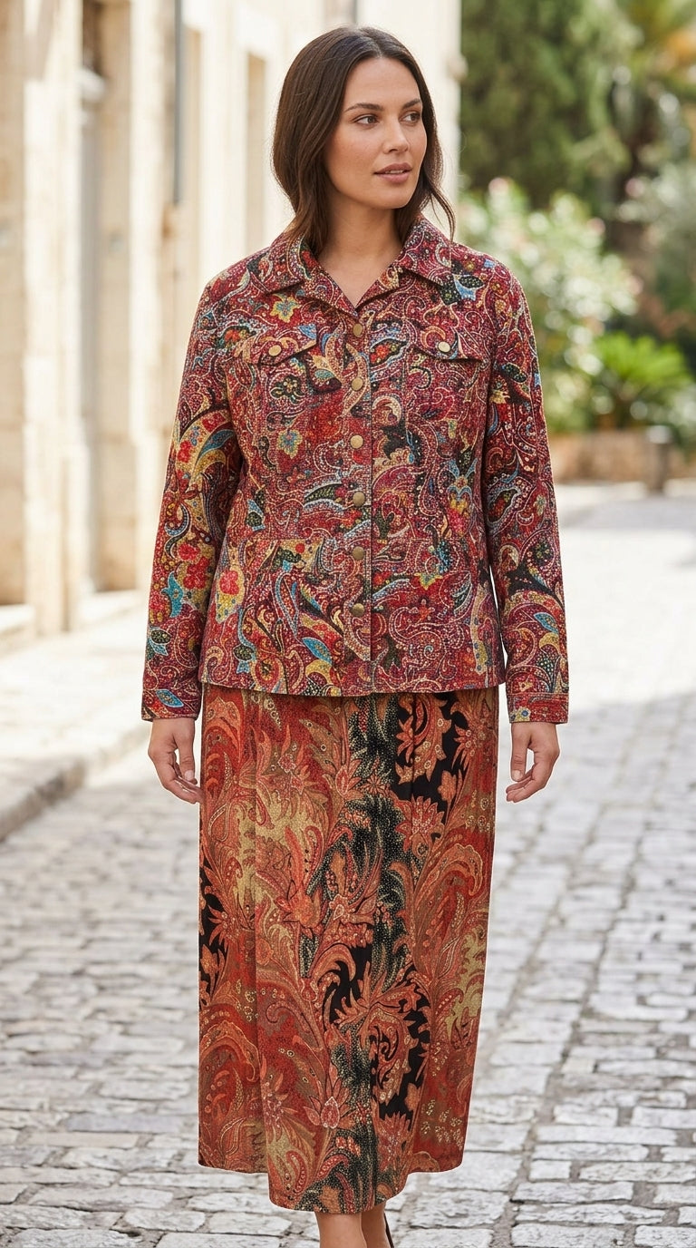 Coldwater Creek — Two-Piece Suit | Tapestry chenille paisley, made in the U.S.A. · Sz XL Petite
